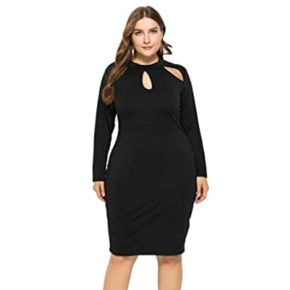 🆕⭐ Plus sz Black keyhole detail pencil dress